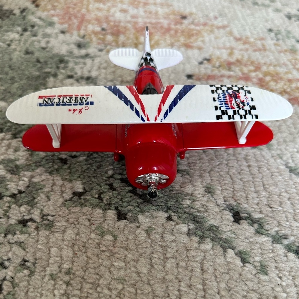 Vintage Toysmith Plane John American Biplane Pull Back Release Toy